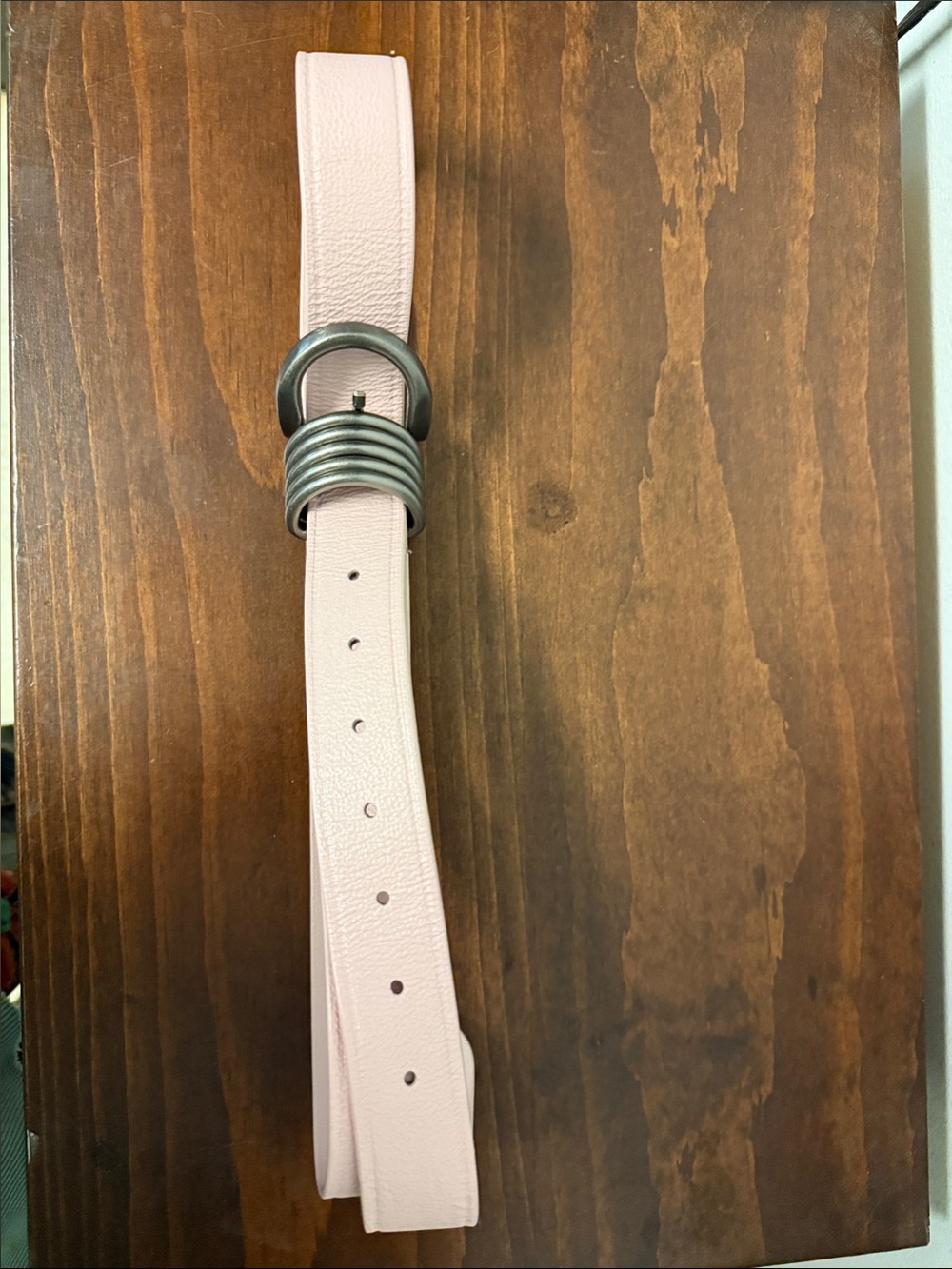 Free People Women's Light Pink Leather Belt with Metal Ring Buckle